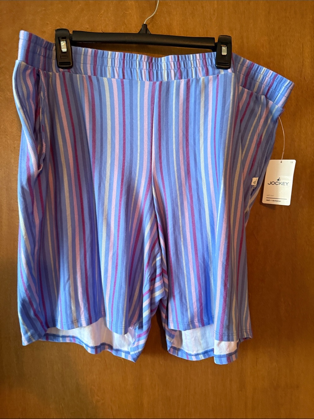 NWT Jockey Striped Lounge Shorts in Blue Lavender Pink
